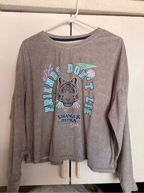 Justice X “Stranger Things” Girls Gray Long Sleeve Pajama Top